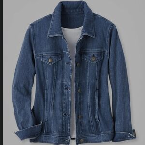 Coldwater Creek Casual Knit Denim Stretch Medium Wash Blue Jean Jacket 1X